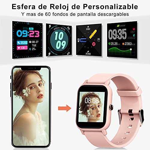 Blackview R3 Smartwatch, Reloj Inteligente Mujer - Oxímetro de Pulso (SpO2) | Esfera de Reloj de DIY | Pulsera Actividad Inteligente Caloría | Smartwatch Mujer para Android e iOS (Versión Mejorada)