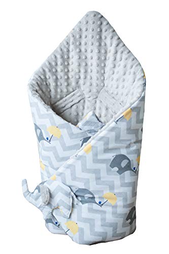 BlueberryShop Minky manta de forro polar para envolver al bebé en el coche, Saco de dormir para bebés recién nacidos , Para bebés de 0-3 meses , 78 x 78 cm , Gris