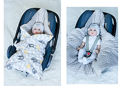 BlueberryShop Minky manta de forro polar para envolver al bebé en el coche, Saco de dormir para bebés recién nacidos , Para bebés de 0-3 meses , 78 x 78 cm , Gris
