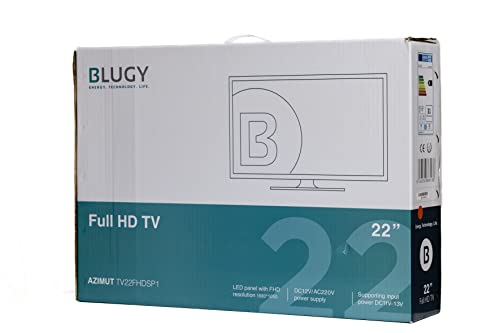 Bluenergy TV LED 21.5 Pulgadas Full HD Alimentación 12V para Caravanas, Negro, 506x337x176mm