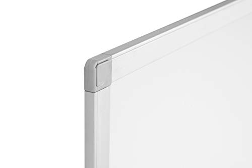 BoardsPlus - Pizarra blanca magnética con marco de aluminio y bandeja, 120 x 90 cm