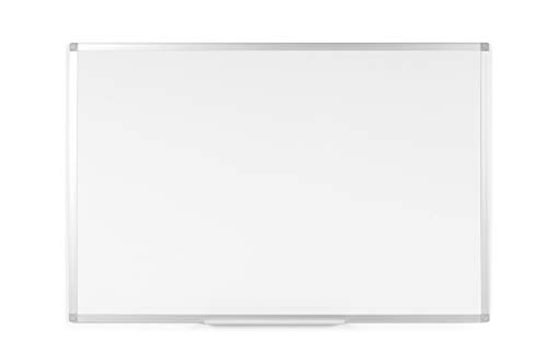 BoardsPlus - Pizarra blanca magnética con marco de aluminio y bandeja, 120 x 90 cm