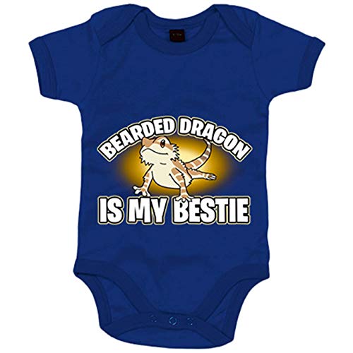 Body bebé mi iguana es mi bestia pogona bearded dragon - Azul Royal, Talla única 12 meses