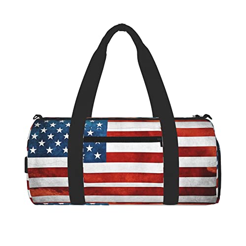 Bolsa de deporte con bolsillo húmedo y compartimento para zapatos, con bandera americana de los Estados Unidos, bolsa de viaje para hombres y mujeres, Black, Talla única,