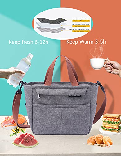 Bolsa térmica Porta Almuerzo, Bolsa Termica Comida Trabajo Porta Alimentos Isotermica Fiambrera Iris Nevera Portatil Desayuno Almuerzo, Lunch Bag para picnic / escuela / oficina (Rosado)