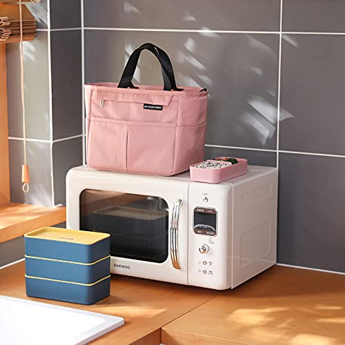 Bolsa térmica Porta Almuerzo, Bolsa Termica Comida Trabajo Porta Alimentos Isotermica Fiambrera Iris Nevera Portatil Desayuno Almuerzo, Lunch Bag para picnic / escuela / oficina (Rosado)