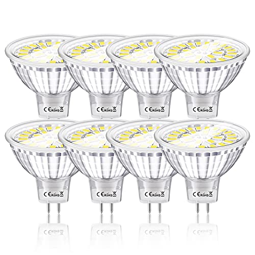 Bonnov Bombillas LED MR16, GU5.3 LED 12V 5W Equivalente a 50W Halógena Blanco Frío 6000K, 120 ° Spotlight, Lámpara Reflectora no Regulable, Paquete de 8
