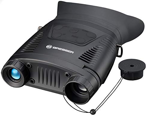 Bresser 1877491 Dispositivo de visión Nocturna Digital NV Binocular 3X con función de grabación monocromática, Normal, Negro