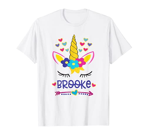Brooke Unicornio Flores Flechas Niñas Regalo Personalizado Camiseta
