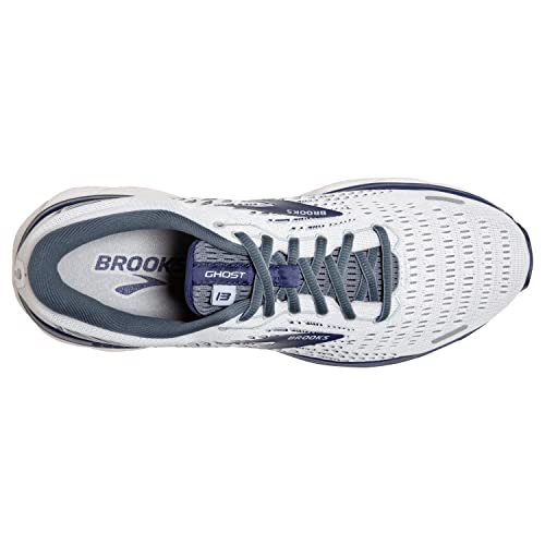 Brooks Mens Ghost 13 Running Shoe - White/Grey/Deep Cobalt - 4E - 9