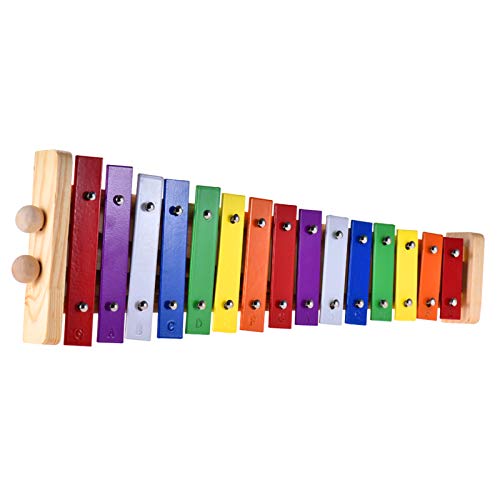Btuty Xilófono Glockenspiel Colorido Madera y Aluminio Instrumento Musical de Percusión Educativo 15 Tonos con 2 Mazos