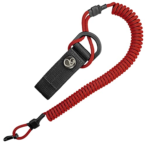 Cable en espiral, llavero elástico de paracord, cordón, cordón, llavero, correa de recogida elástica, soporte RSG con mosquetón (rojo vino)