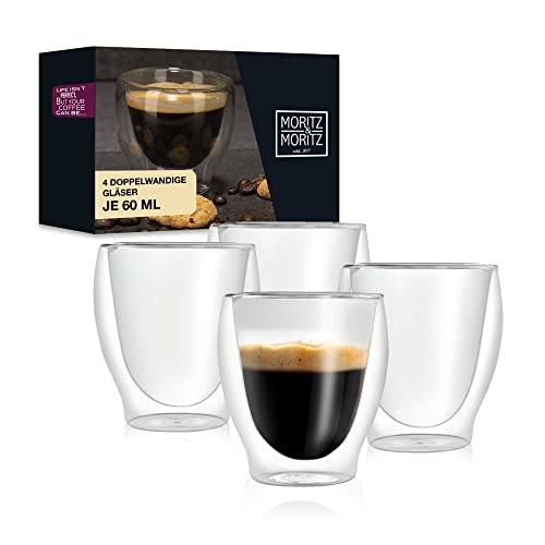 Caffé Italia Milano 4 x Juego de Vasos para Espresso 60 ml - Vasos Térmicos - para Bebidas frías, Calientes, té y Latte Macchiato - Aptos para lavavajillas