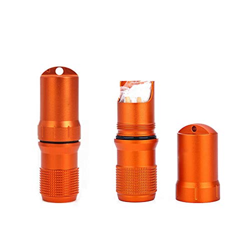 Caja de accesorios EDC de grado militar, resistente al agua, soporte de batería, almacenamiento de supervivencia al aire libre contenedor de metal caja seca (naranja)