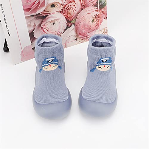 Calcetines de estilo chino, zapatos para niños, para aprender a andar, para niñas, niños, para gatear, para el suelo, antideslizantes, con suela suave, azul, 20