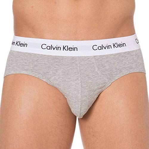Calvin Klein 3 Pack Briefs-Cotton Stretch Slips, Multicolor (Blanco/Gris/Negro 998), L (Pack de 3) para Hombre