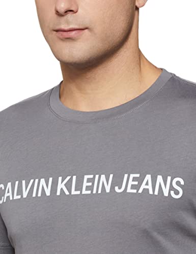 Calvin Klein Jeans Institutional Logo Slim SS tee Camiseta, Gris (Fossil), L para Hombre