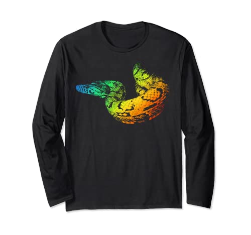 Camisa colorida de la vendimia del arco iris, lindos amantes de la serpiente del maíz Manga Larga