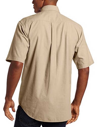 Camisa de manga corta para hombre Carhartt S200, frente abotonado, de cambray ligero, M, Dark Tan Chambray, 1