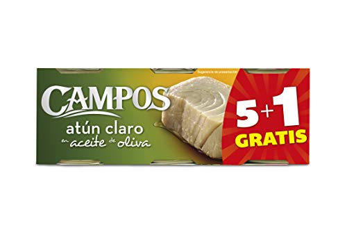 CAMPOS Conserva De Atún Claro Pack De 6 Latas, 80 g - Pack de 6