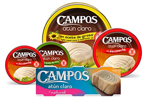CAMPOS Conserva De Atún Claro Pack De 6 Latas, 80 g - Pack de 6