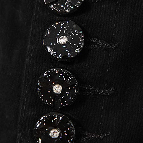 Candygirls P88590 - Pantalones vaqueros para mujer capri 3/4, con botones con purpurina de adorno y pernera con remaches, Negro , 36