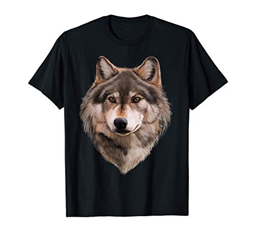 Cara Seria de Lobo Marrón Camiseta