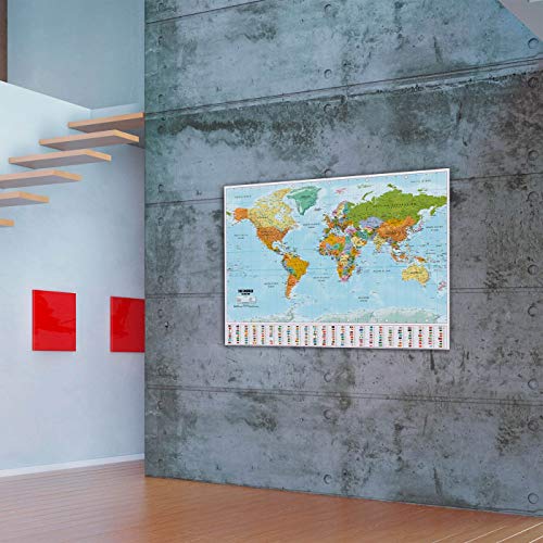 Cartel XXL del mapamundi en tamaño gigante con banderas y estandartes - Calidad superior (140x100cm)
