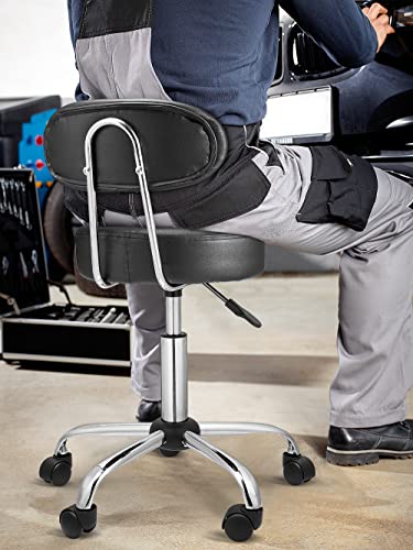Casaria Taburete alto giratorio con ruedas y ajustable asiento de oficina con respaldo Negro silla alta de interior despacho
