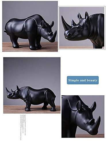 CHHD Escultura de Rinoceronte Negro nórdico, Adornos de Feng Shui, artesanías de Resina, Rinoceronte Negro Creativo, decoración para el hogar y la Oficina, Regalos