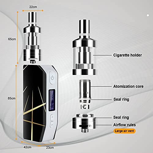 Cigarrillo Electronico de Vapor sin Nicotina Vaper Kit Cigarro Electronico Vaporizador kit completo-80W/2000mAh Batería con 6x10ml de E-líquido, 3m Tanque de Evaporadorl, 0.5Ohm Núcleo de Atomización