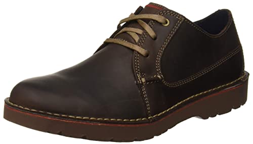 Clarks Vargo Plain, Zapatos de Cordones Derby Hombre, Marrón (Dark Brown Leather), 46 EU