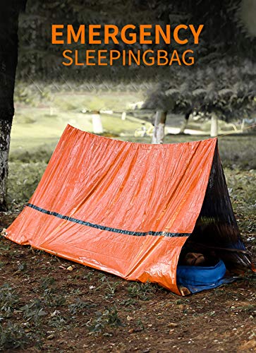 CMLLING Tienda de campaña de emergencia, 1 persona, refugio de supervivencia para camping y senderismo al aire libre (naranja)