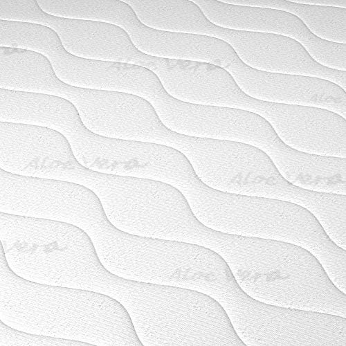 Colchón de 85 x 190 cm para cama individual, 14 cm de altura, hecho de WaterFoam con tejido de aloe vera, indeformable, hipoalergénico y antiácaros, rigidez media. Modelo: Plus H14