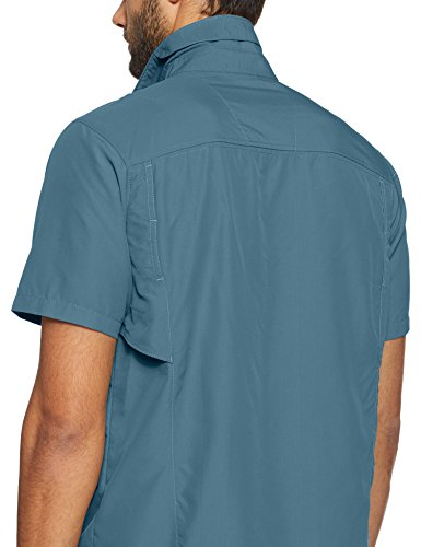 Columbia Camisa de Manga Corta para Hombre Silver Ridge, Hombre, AJ7474, Azul Vaquero, 5XL