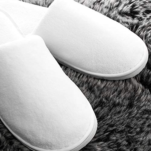 com-four® 6X Zapatillas Premium de Felpa - Zapatillas Blancas Cerradas de baño - Talla 42/43 - Color: Blanco - Unisex