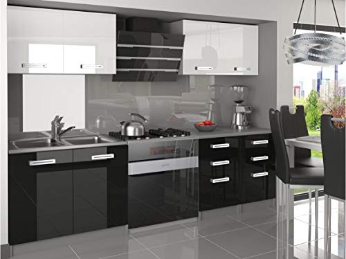 CORNETTA | Cocina Completa Modular Lineal L 160cm 6 Piezas | Plan de Trabajo Incluido | Conjunto de Muebles de Cocina