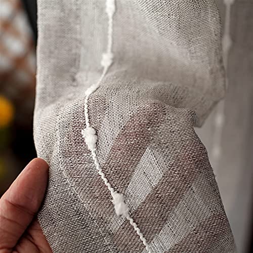 Cotton Linen Hollow Tulle Curtains for Bedroom Window Screen for Living Room Sheer Curtains Blinds Hook Top/Pull Pleated/Grommet Top Curtains (Color : A Size : Hook Top)