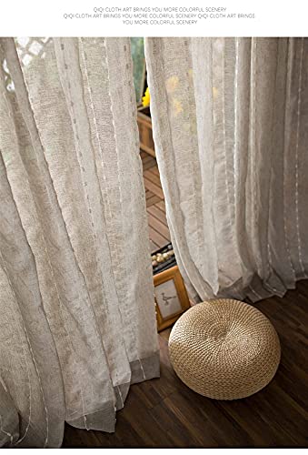 Cotton Linen Hollow Tulle Curtains for Bedroom Window Screen for Living Room Sheer Curtains Blinds Hook Top/Pull Pleated/Grommet Top Curtains (Color : A Size : Hook Top)