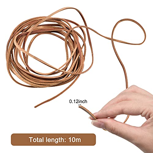 CRAFFANCY Cuerda de cuero plana de 10 metros, cuerda de cuero natural, cuerda de cuero para manualidades, collares y pulseras