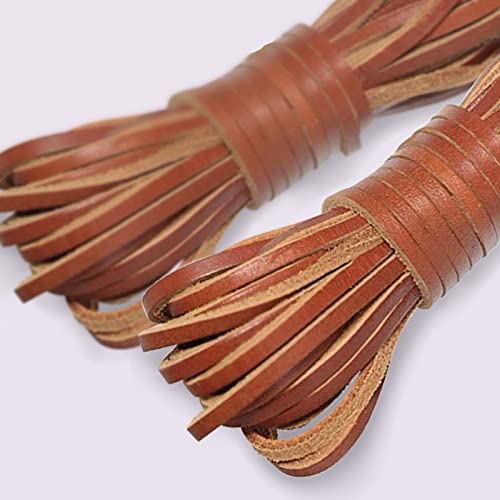 CRAFFANCY Cuerda de cuero plana de 10 metros, cuerda de cuero natural, cuerda de cuero para manualidades, collares y pulseras