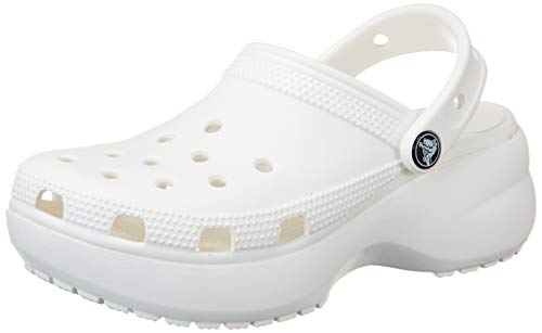 Crocs Classic Platform Clog W, Zuecos Mujer, White, 36/37 EU