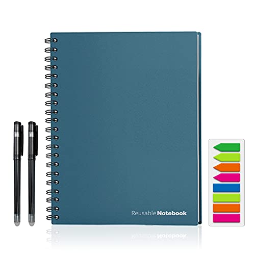 Cuaderno inteligente reutilizable, ESCRIBE Cuadernos encuadernados borrables de tamaño carta para tomar notas (azul marino)