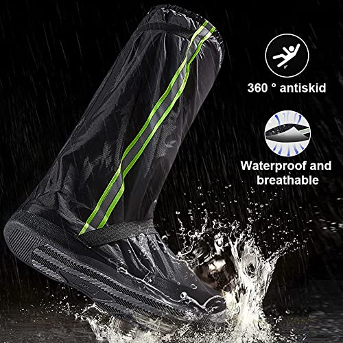 Cubrezapatos impermeable, Cubrezapatos Cubre botas de lluvia impermeable con suela antideslizante y correas reflectantes, para hombres y mujeres Chanclos para caminar Viajar (negro,2XL: 43-44)