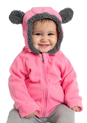 Cuddle Club Chaqueta Polar niño / niña Ropa Bebé y Niño de 0 a 5 años – Abrigo / Disfraz Bebé para Exterior con Cremallera y Capucha – BearFleeceJacketPink18-24m