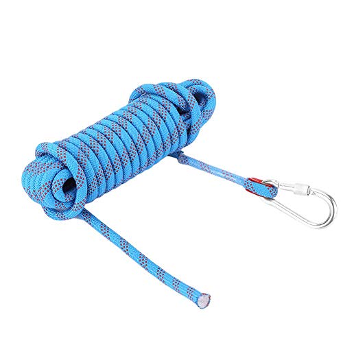 Cuerda de Escalada, Accesorio de Cuerda de 12 mm reemplazo Paracord Panchute Corad de Alta Resistencia con Hebilla Cosida y mosquetón Azul(10m)