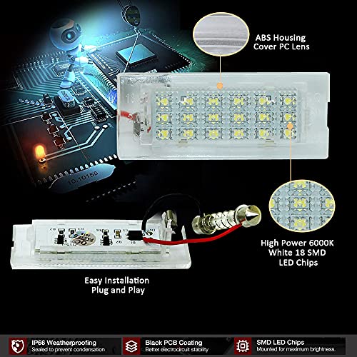 D-Lumina Luces de matrícula Bombillas LED Lámparas de matrícula traseras B-MW X5 E53 X3 E83 03-09, paquete de 2