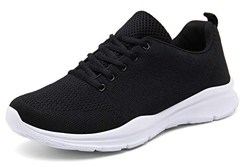 DAFENP Zapatillas de Running para Hombre Mujer Zapatos para Correr y Asfalto Aire Libre y Deportes Calzado Ligero Transpirable (A Negro, Numeric_41)
