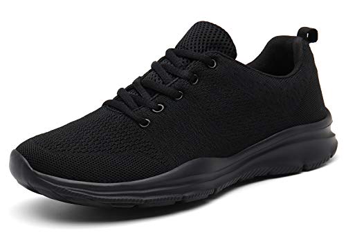 DAFENP Zapatillas de Running para Hombre Mujer Zapatos para Correr y Asfalto Aire Libre y Deportes Calzado Ligero Transpirable XZ747-M-allblack-EU42