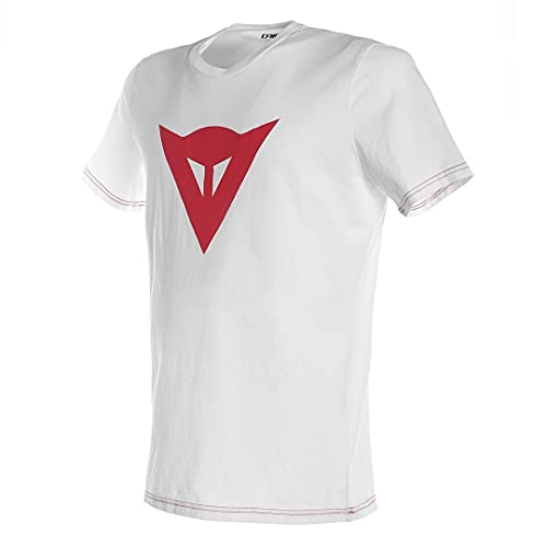 Dainese Speed Demon - Camiseta de Manga Corta para Hombre, 100% algodón, Color Blanco/Rojo, XXXL